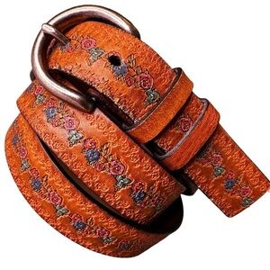 Vintage Dockers Floral Embossed and Painted Belt XL